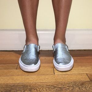 Silver Slip on Vans